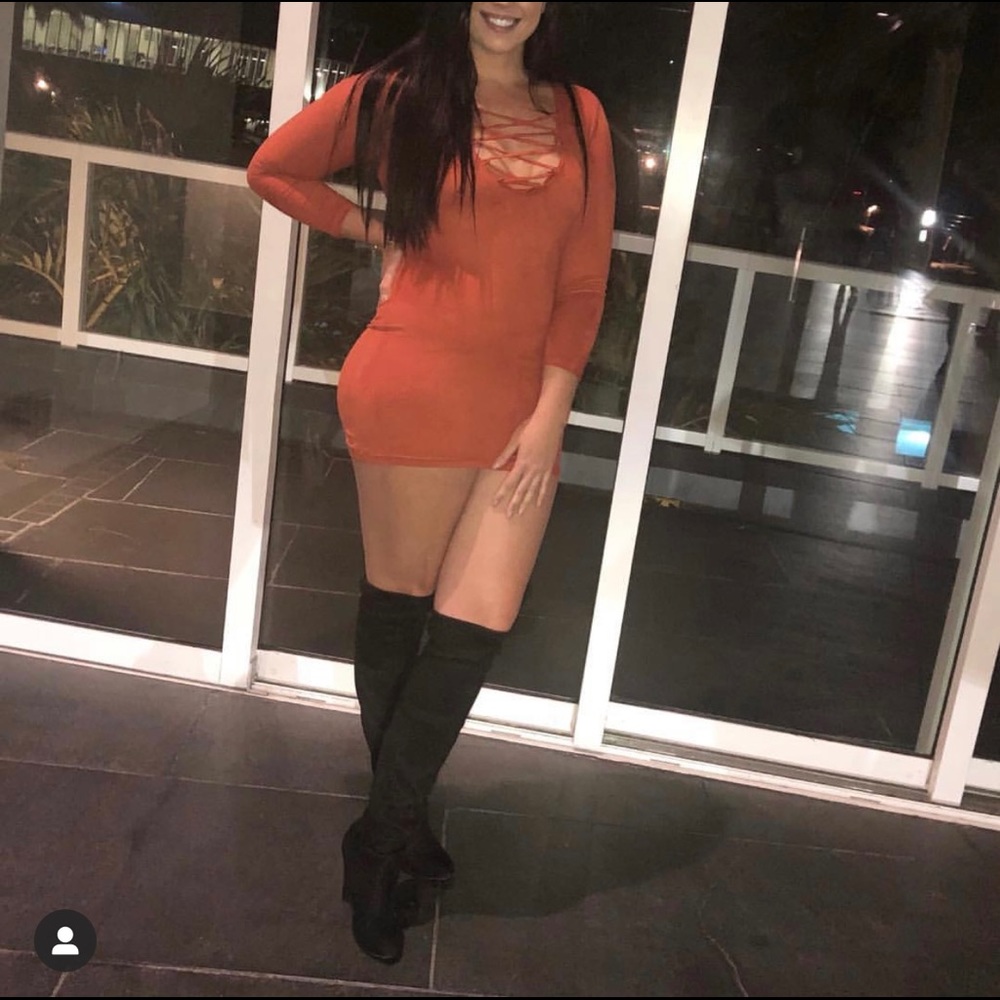 Soft suede lace up mini dress!